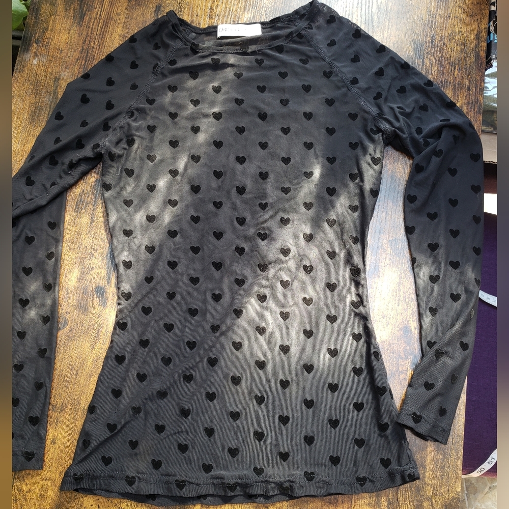 Grace Karin, Free people, sheer, velvet heart, valentine's,  crew neck - Picture 2 of 11